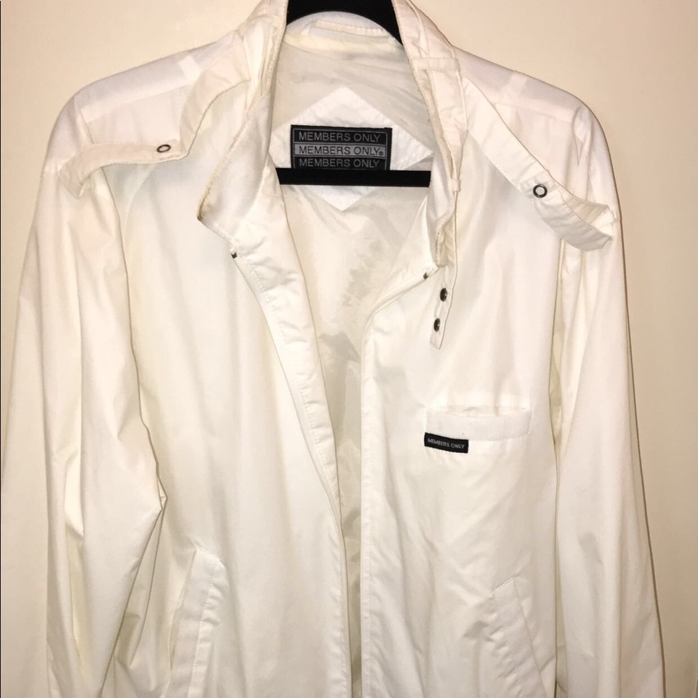 Members only white bomber jacket